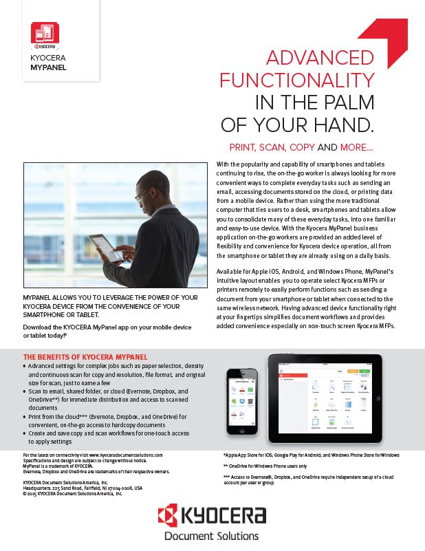 Kyocera, Software, Mobile, Cloud, Mypanel, Coastal Document Solutions